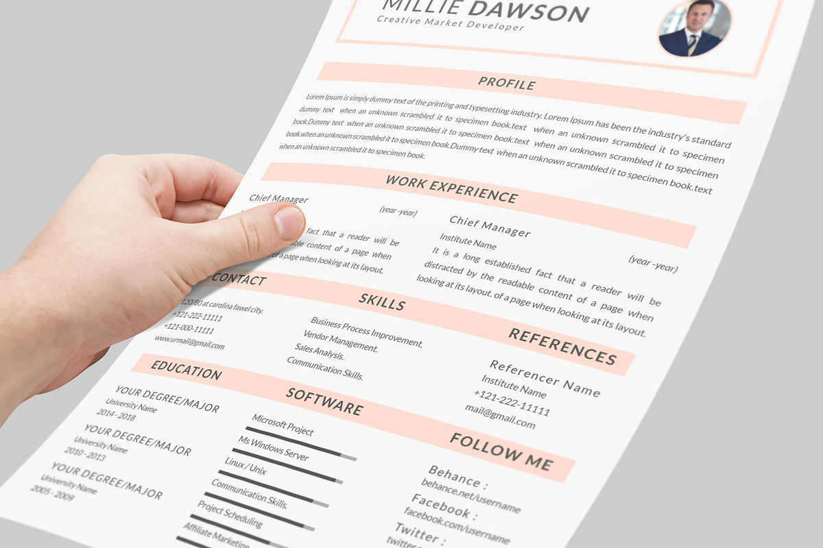 Resume Template and Cover Letter, a Resume Template by designvillage (Photo 8 of 13)
