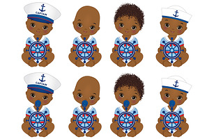 Vector Nautical Afro Boy Baby Shower