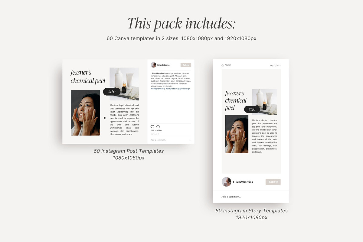Esthetician Instagram templates, a Social Media Template by LiliesandBerries (Photo 14 of 22)