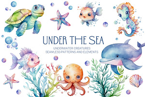 Under The Sea. Watercolor collection