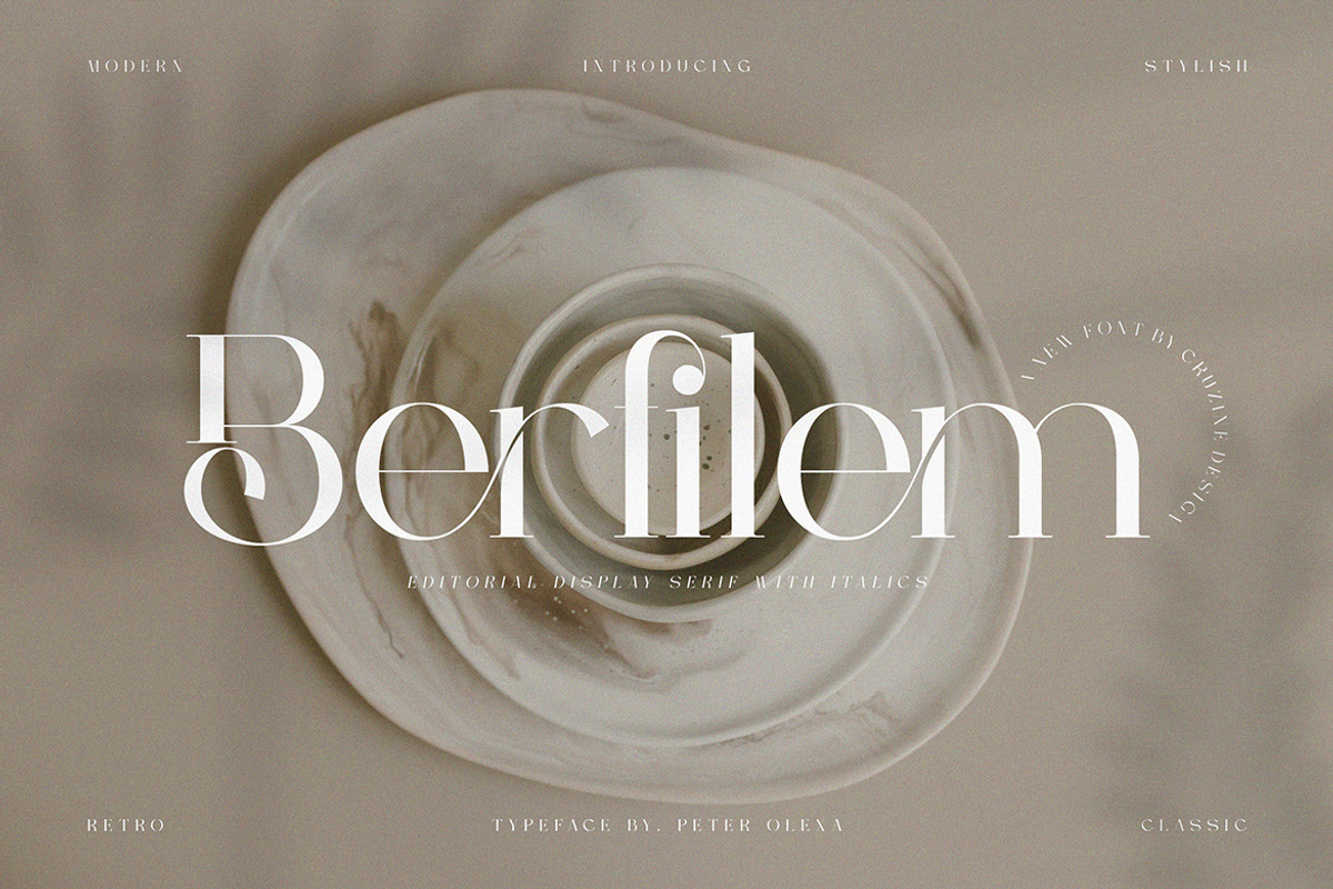Berfilem - Editorial Display Serif, a Serif Font by Cruzine (Photo 1 of 8)