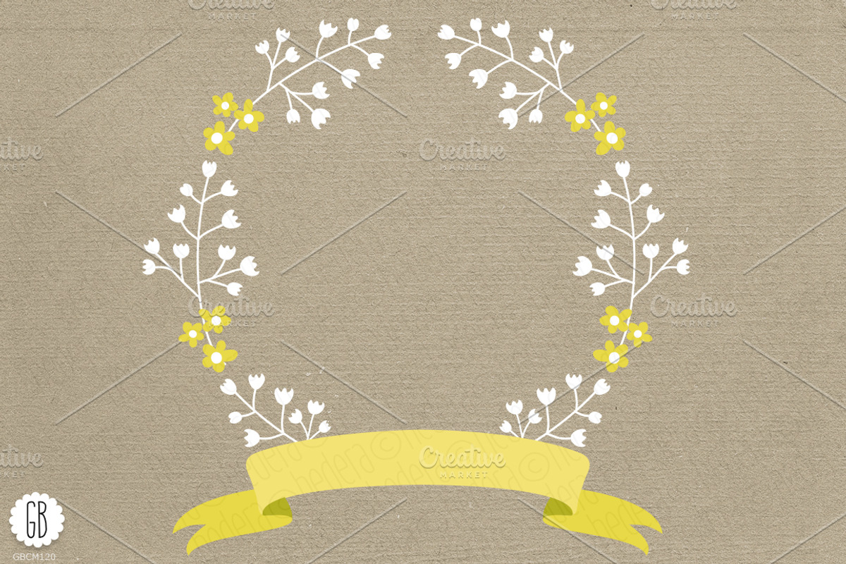 Wreaths laurels ribbons folk flowers, an Illustration by GrafikBoutique (Photo 2 of 3)
