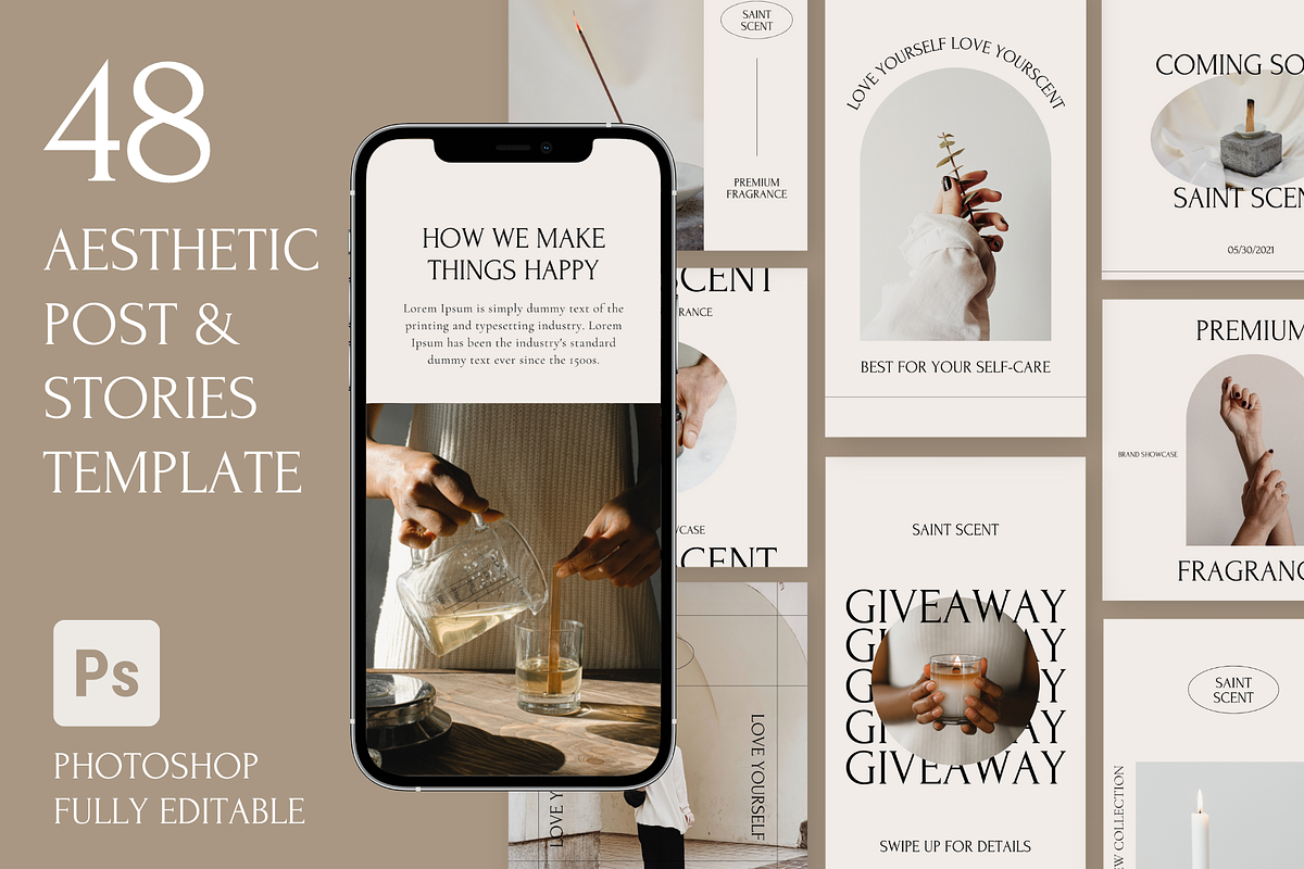 Aesthetic IG Post & Stories Template, a Social Media Template by Rumiz Design (Photo 1 of 13)