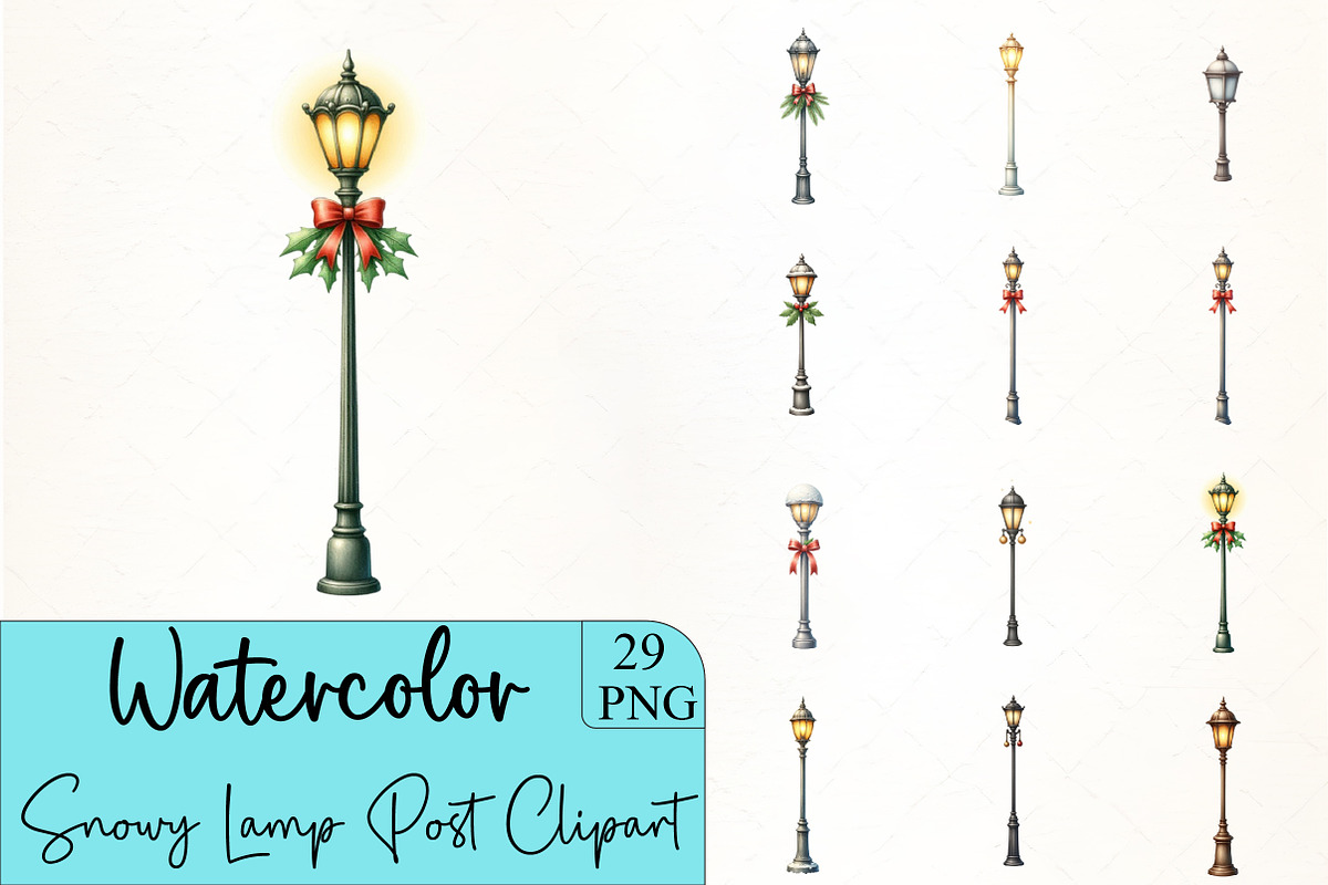 Snowy Lamp Post Clipart, an Illustration by CrexoraLab (Photo 1 of 5)