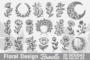 Floral Design SVG PNG Bundle, an Illustration by Actual Pixel (Thumbnail 1 of 22)
