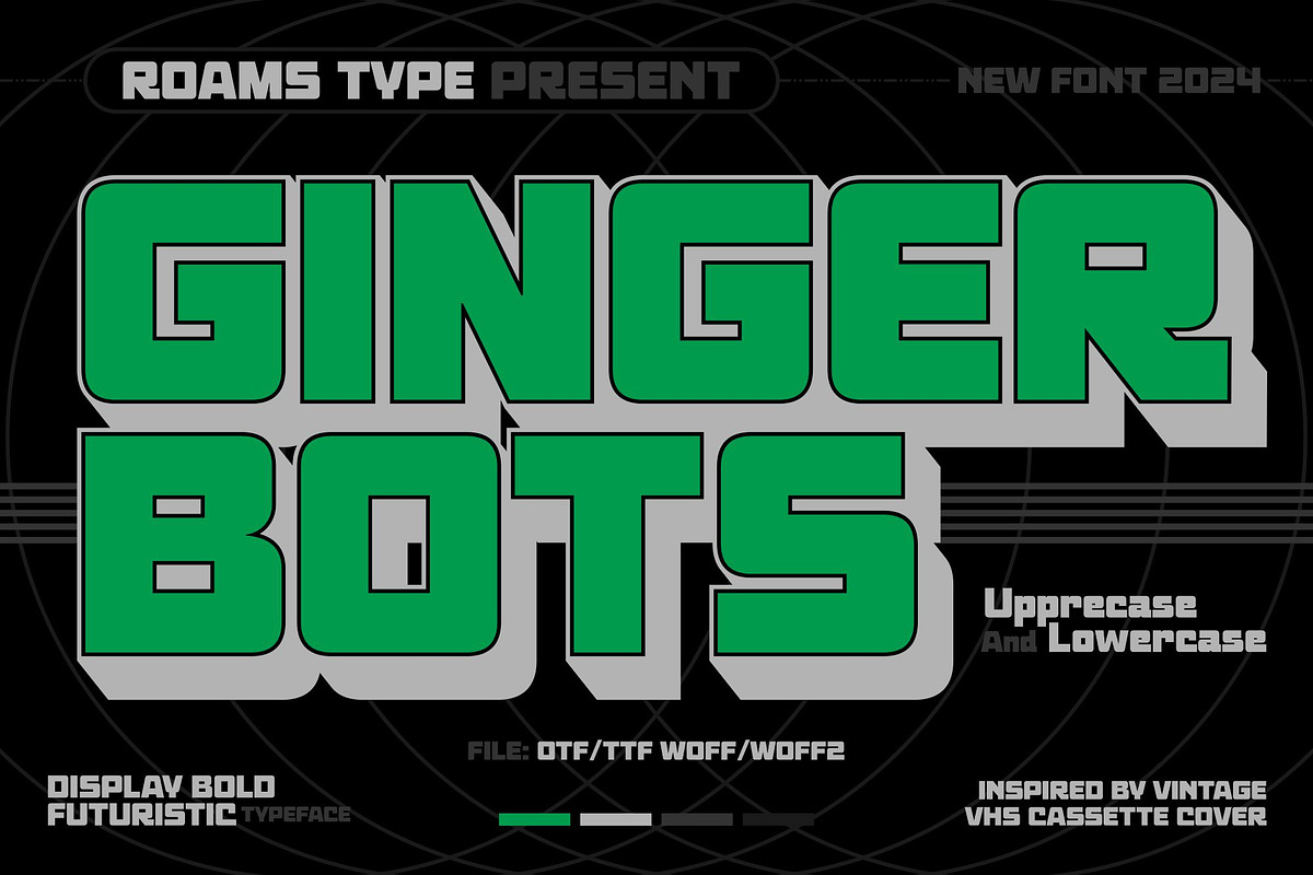 Ginger Bots - 80’s VHS Typeface, a Sans Serif Font by Roams Type (Photo 1 of 10)