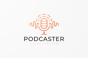 Logo Podcast Audio and Microphone, a Branding & Logo Template by Signatoro