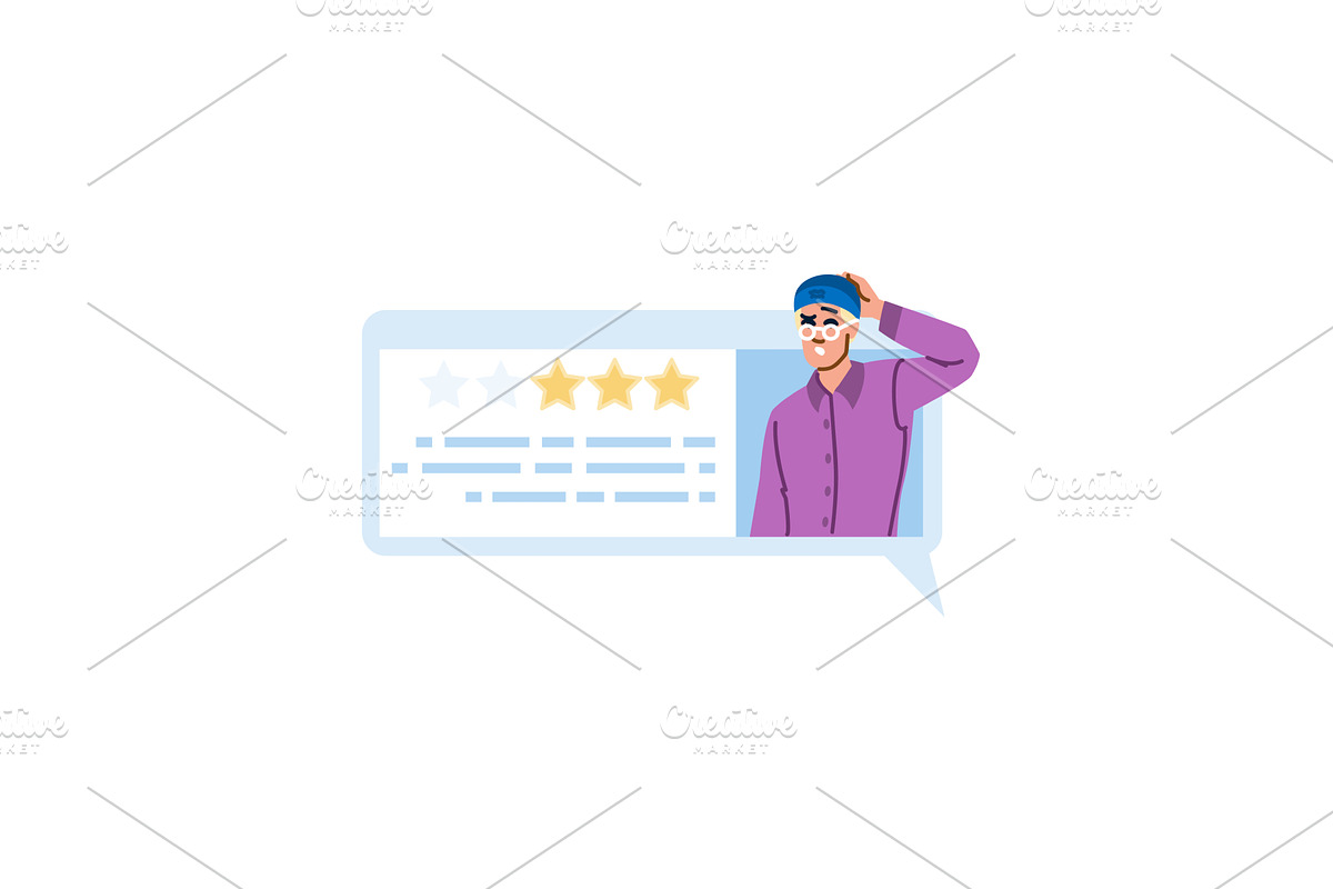 Confused man giving four star, a Person Illustration by pikepicture