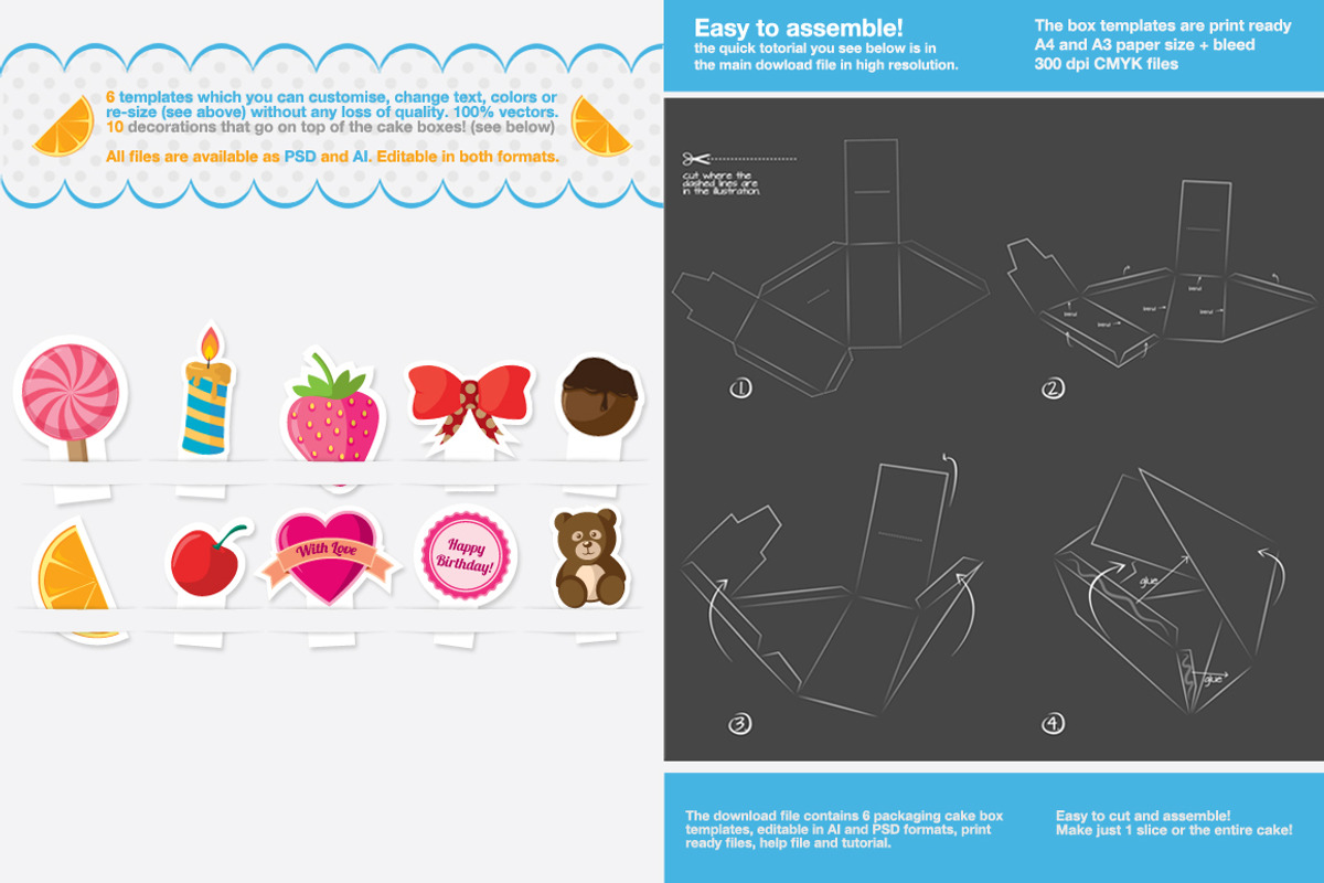 Gift Box Packaging Cake Template, a Templates & Theme by Graphicdome (Photo 3 of 5)