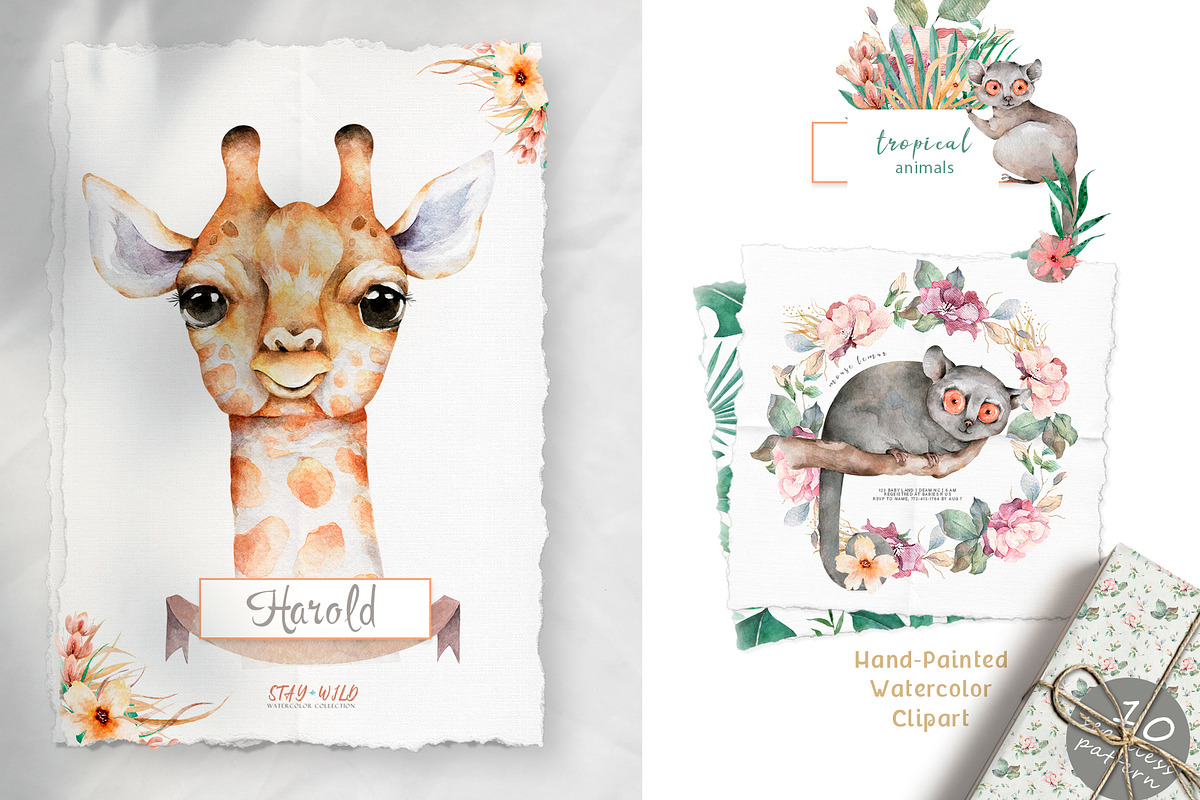 Cute Giraffes Watercolor Tropic, an Animal Illustration by Ann Art Houze (Photo 8 of 11)