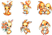 Valentine Bunny Clipart Bundle, a Seasonal Illustration by CreationArt (Thumbnail 4 of 5)