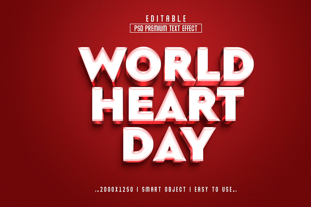 World Heart Day 3D Editable Text, a Layer Style Add-On by Md Jahidul99 (Photo 2 of 2)