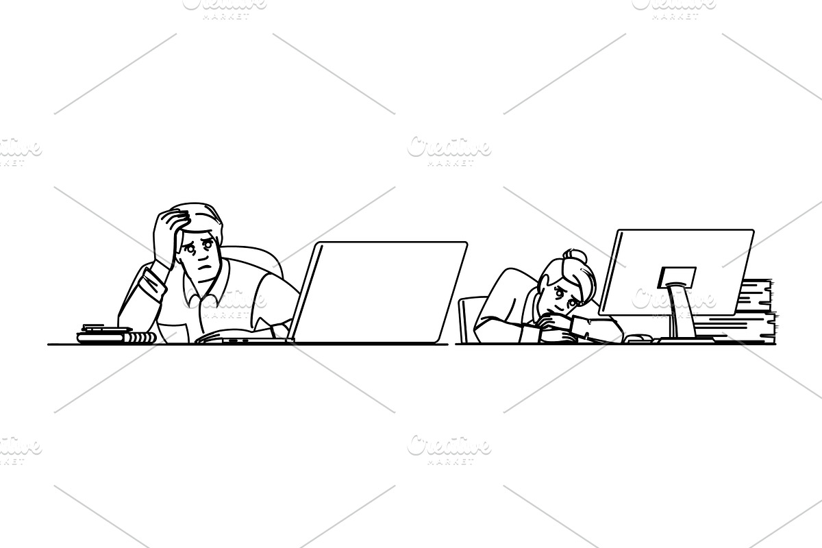 overwhelm stress burnout vector, a Person Illustration by pikepicture