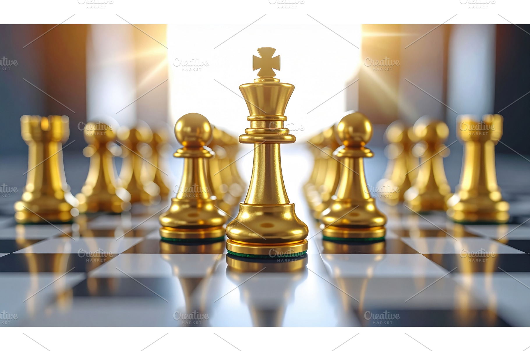Golden chess pieces on a board, a Background Photo by Igor Tichonow
