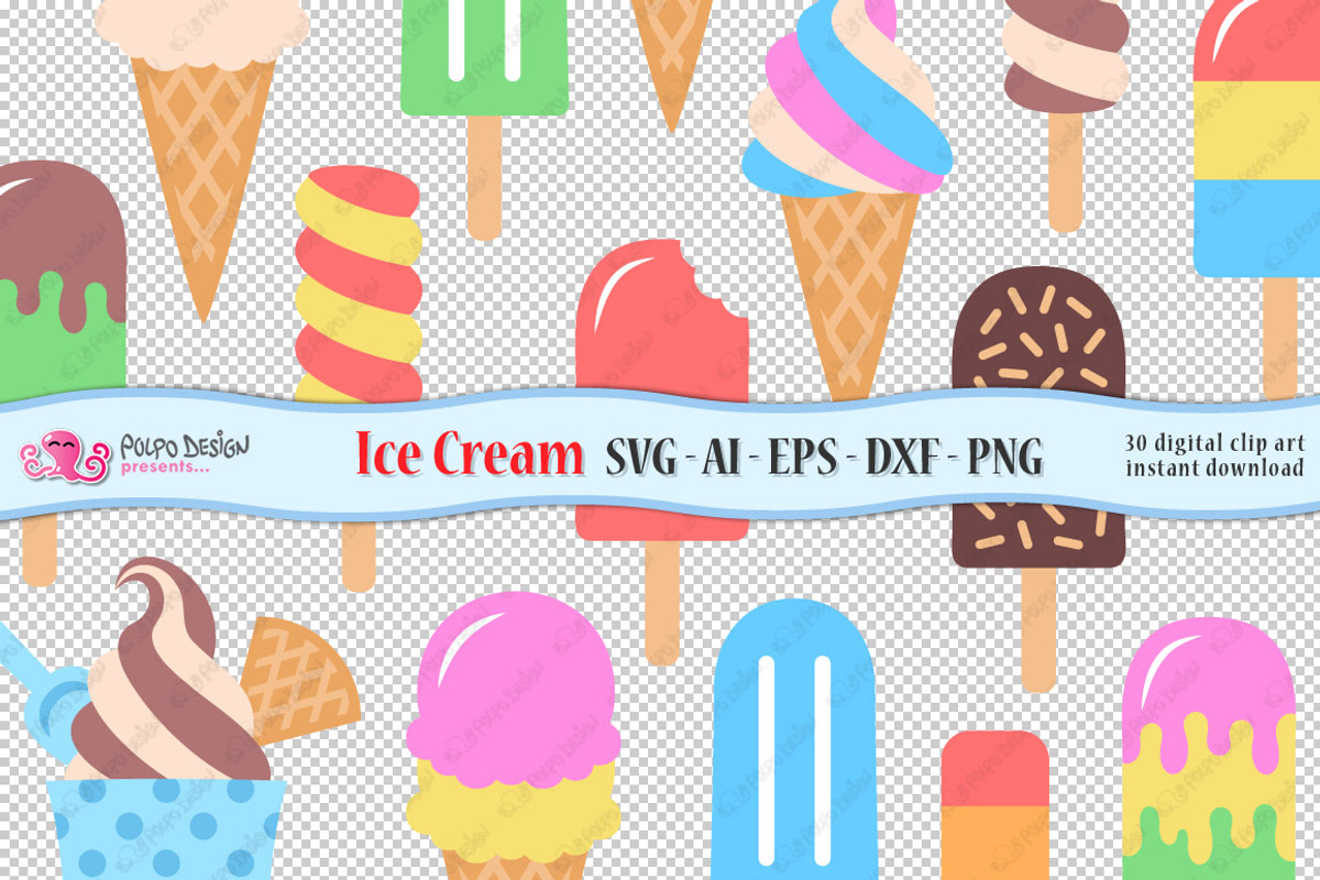 Ice Cream SVG, Eps, Dxf, Ai and Png., an Object Graphic by PolpoDesign (Photo 2 of 3)