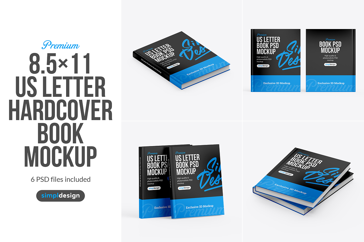 US Letter Hardcover Book Mockup, a Books & Magazine Mockup by SimplDesign (Photo 1 of 13)