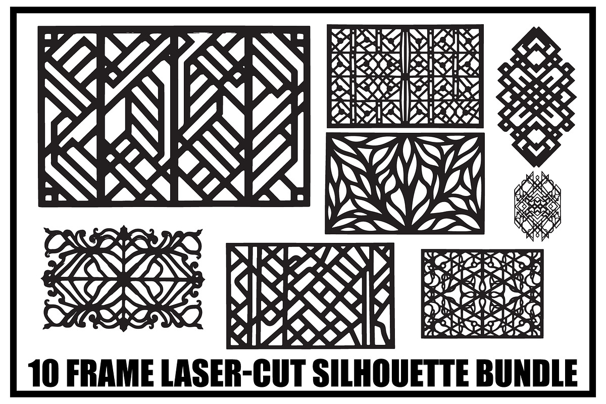 10 Geometric Frame Laser Cut Bundle, an Illustration by Gfx_Store (Photo 1 of 11)
