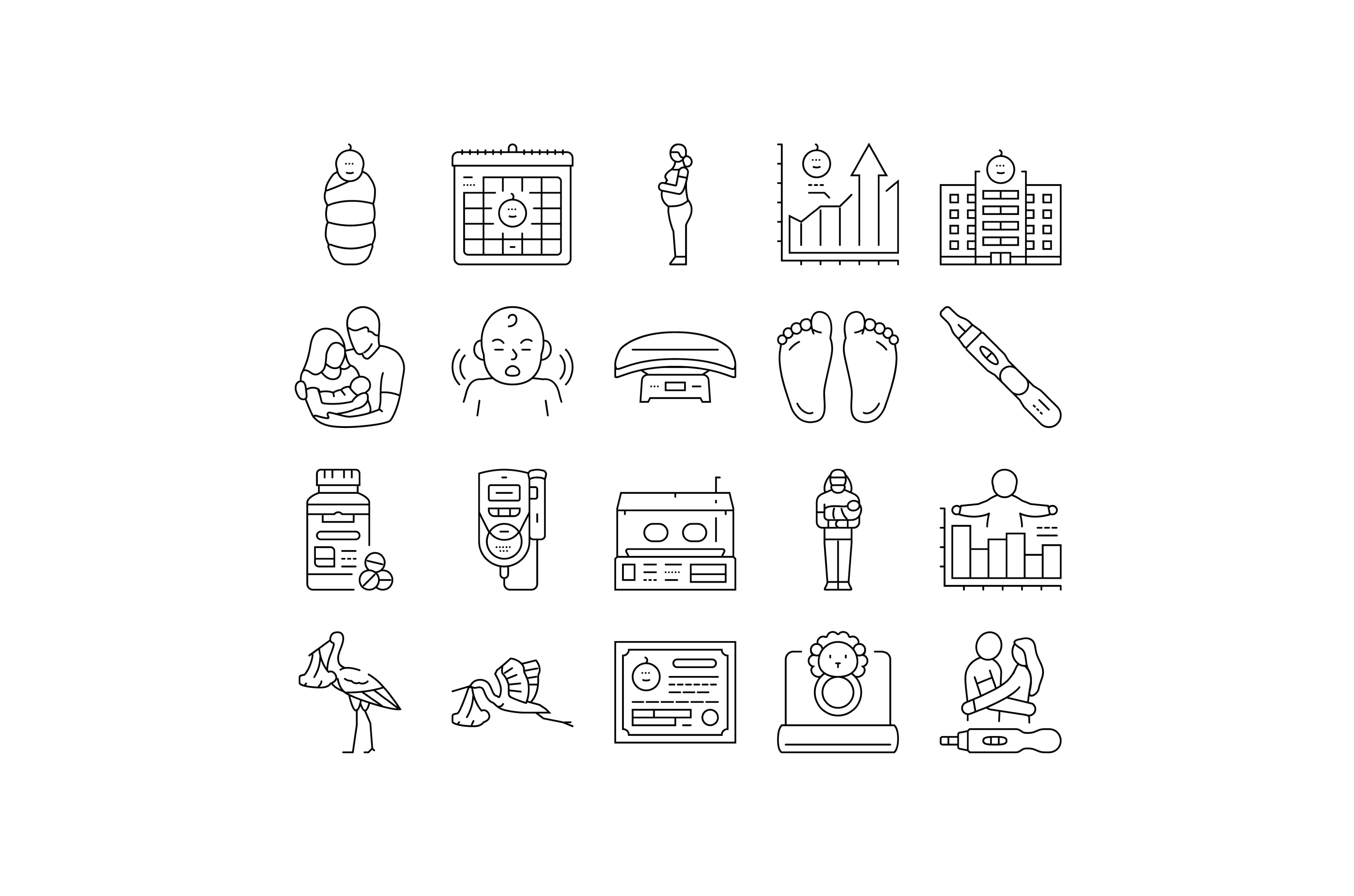 birth pregnancy newborn infant icons, an Object Illustration by pikepicture