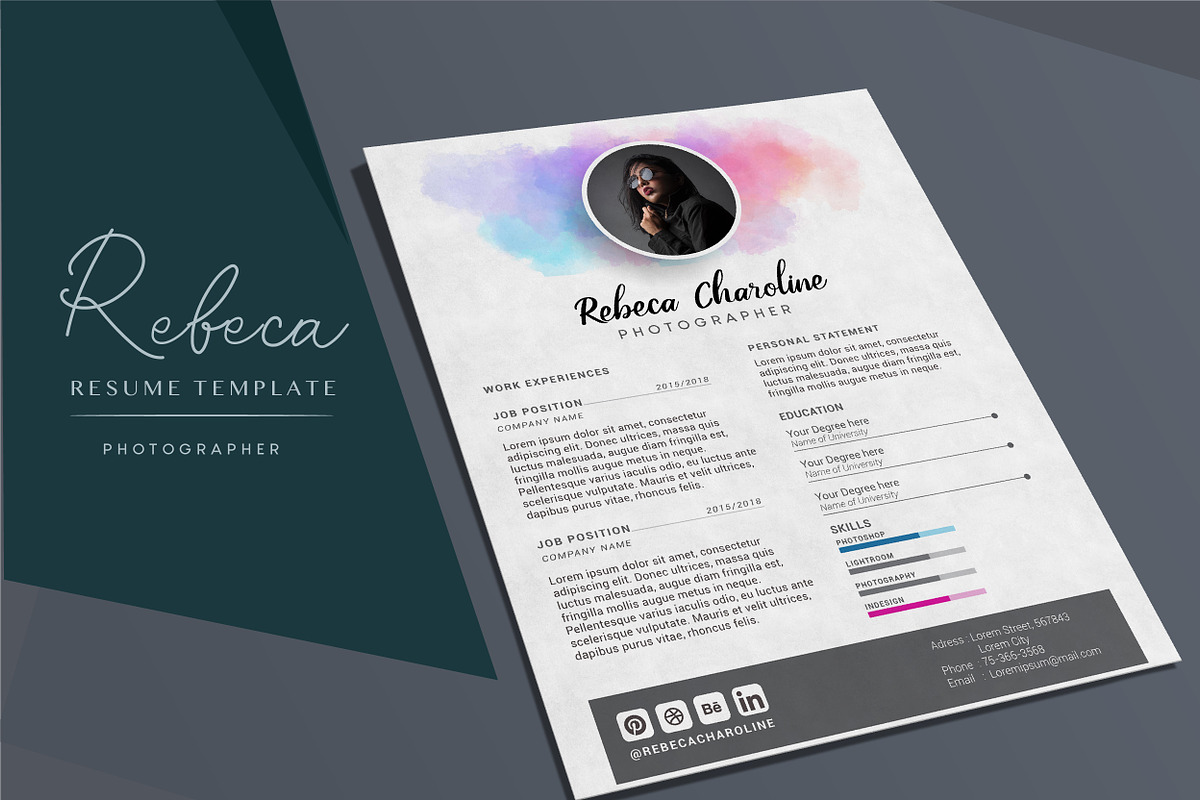 Resume Template - Rebeca, a Resume Template by OtpirusGraphic (Photo 1 of 5)