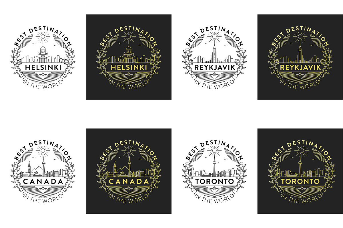 44 Linear City Badges, an Outline Icon by Kursat Unsal (Photo 18 of 25)