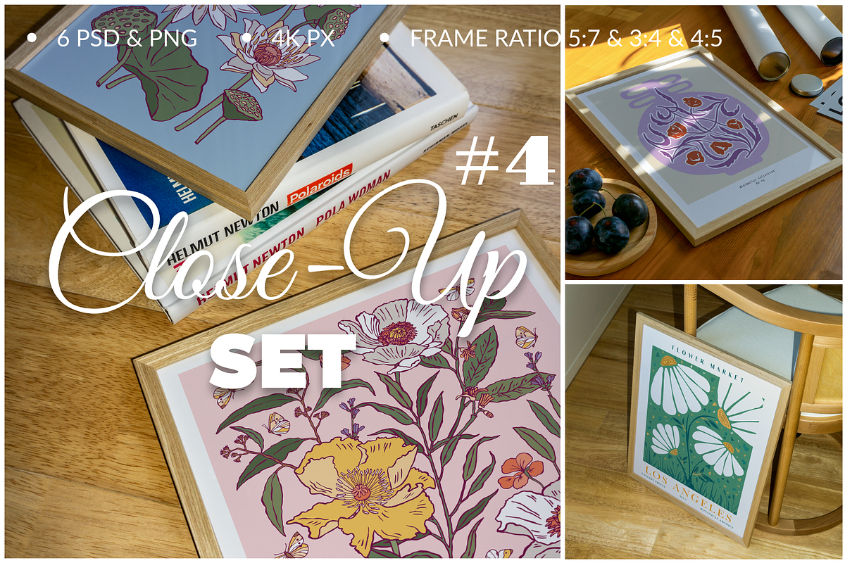 Frame Mockups Close-Up #4 Set 6 PSD, a Product Mockup by SigaSigaMockup (Photo 1 of 3)