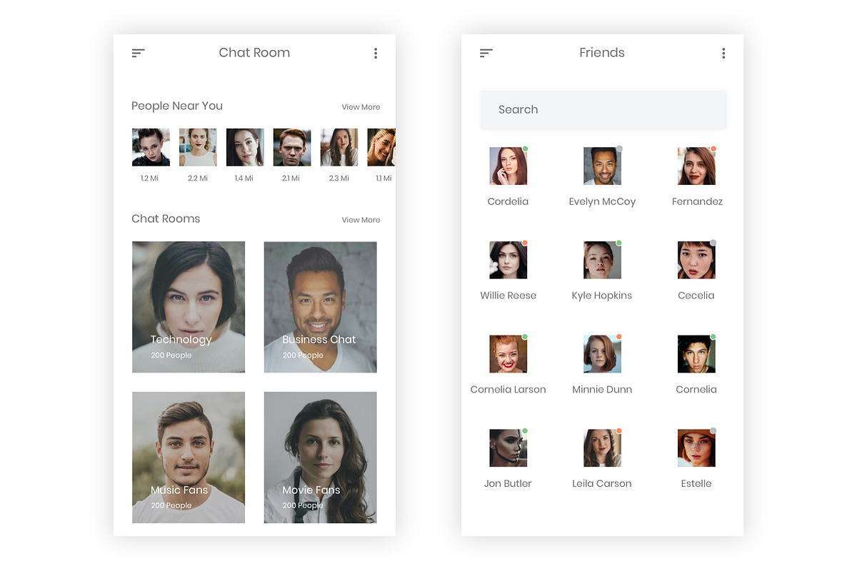 Chatting & Sharing Illustrator App, an UI Kit Template by themelove (Photo 5 of 11)
