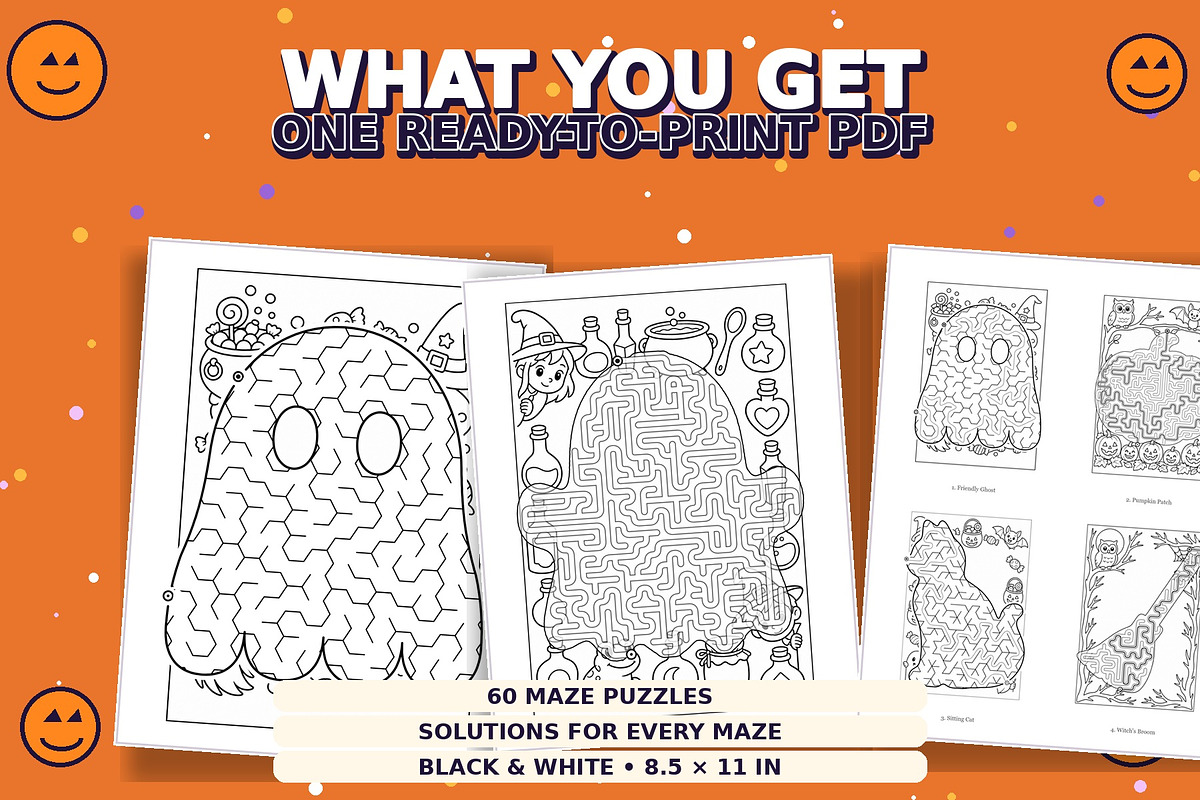 60 Halloween Mazes for Kids, a Seasonal Illustration by Dreamy Little Graphics (Photo 5 of 7)