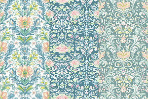 12 Springtime Damask Seamless Patter