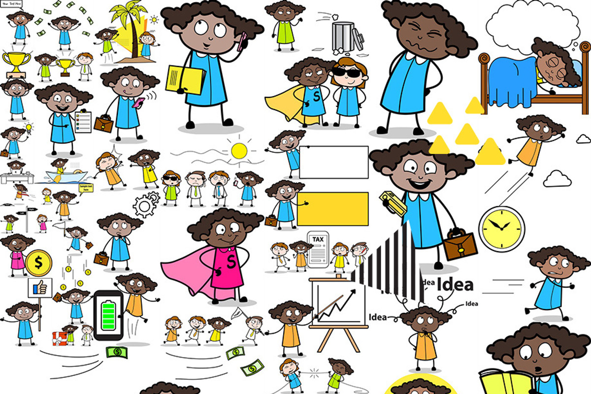 Black Girl ~ Cartoon Character Set, a Person Illustration by The Toon Company (Photo 9 of 9)