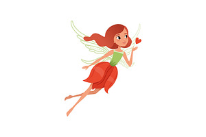 Cartoon Fairy With Red Hair And