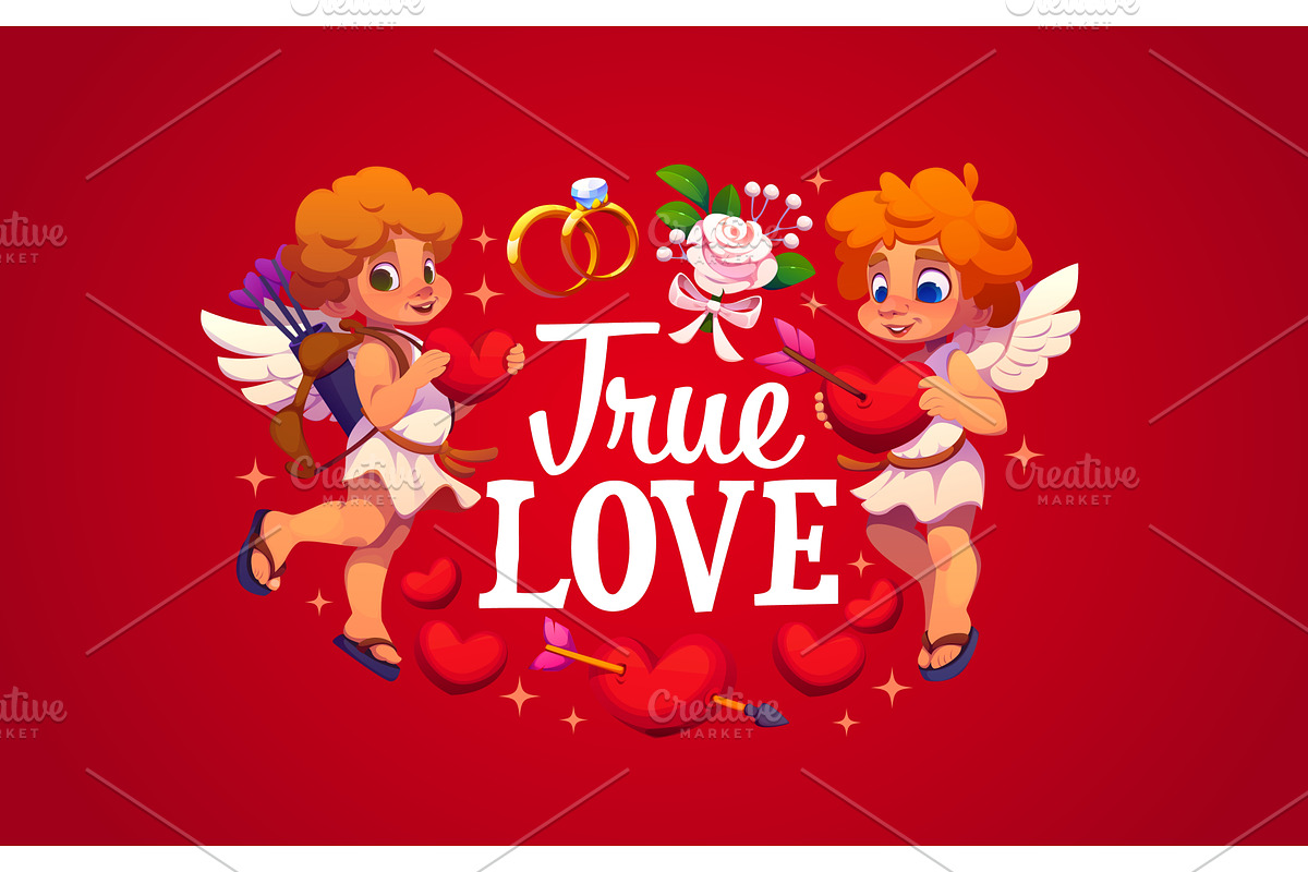 Valentine's day quote true love, a Seasonal Illustration by Vector Tradition