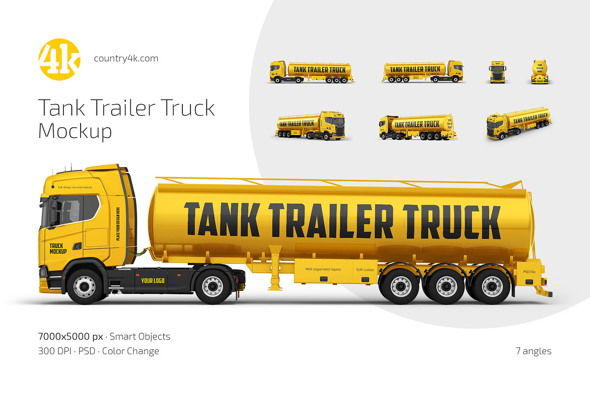 Tank Trailer Truck Mockup Set, an Advertising Mockup by Country4k (Photo 1 of 4)
