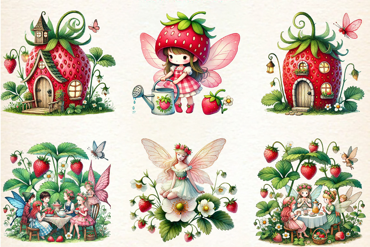 Spring Strawberry Fairy Garden, a Seasonal Illustration by DreamArtGraphic (Photo 5 of 5)