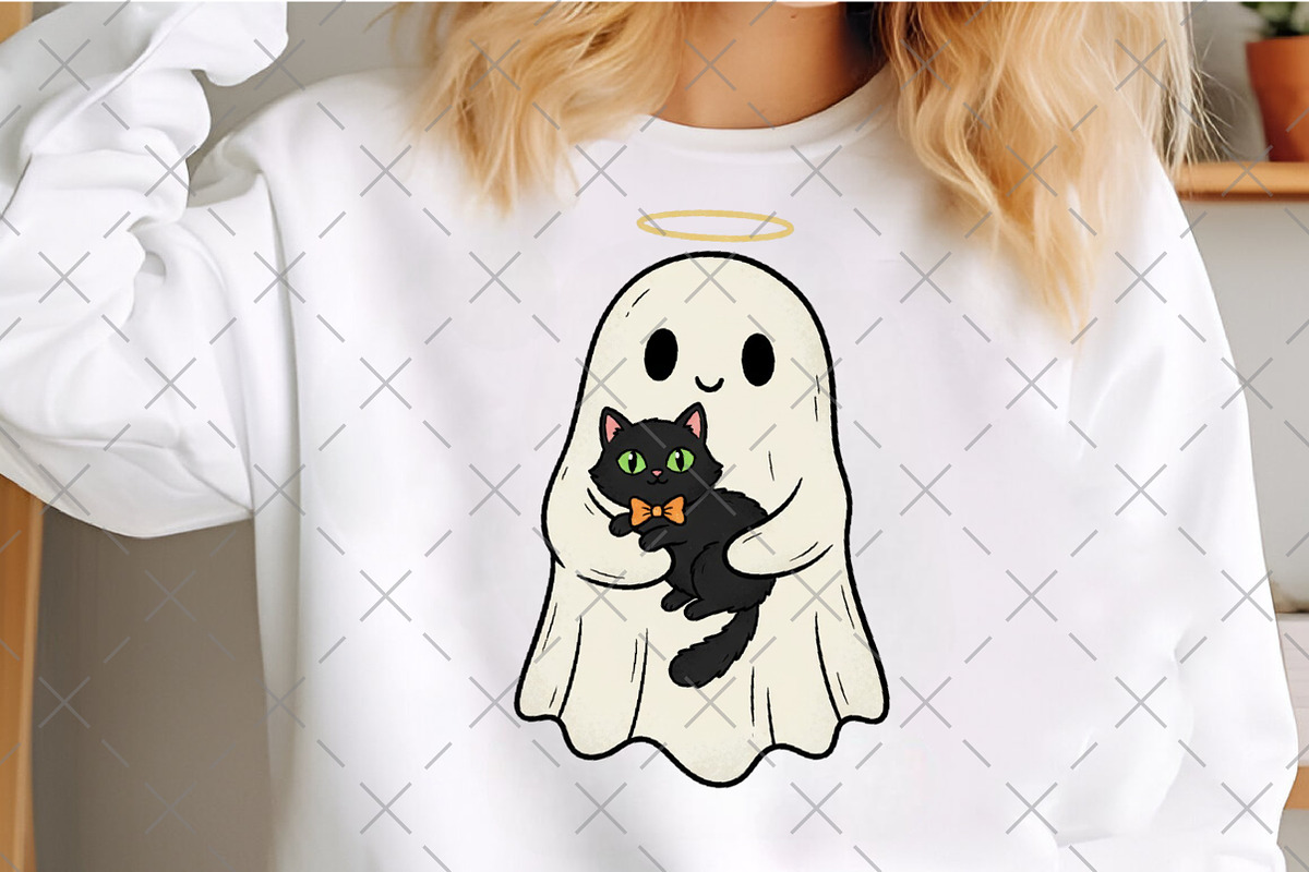 Halloween Ghost Holding Black Cat, an Illustration by Craft Nest (Photo 6 of 6)