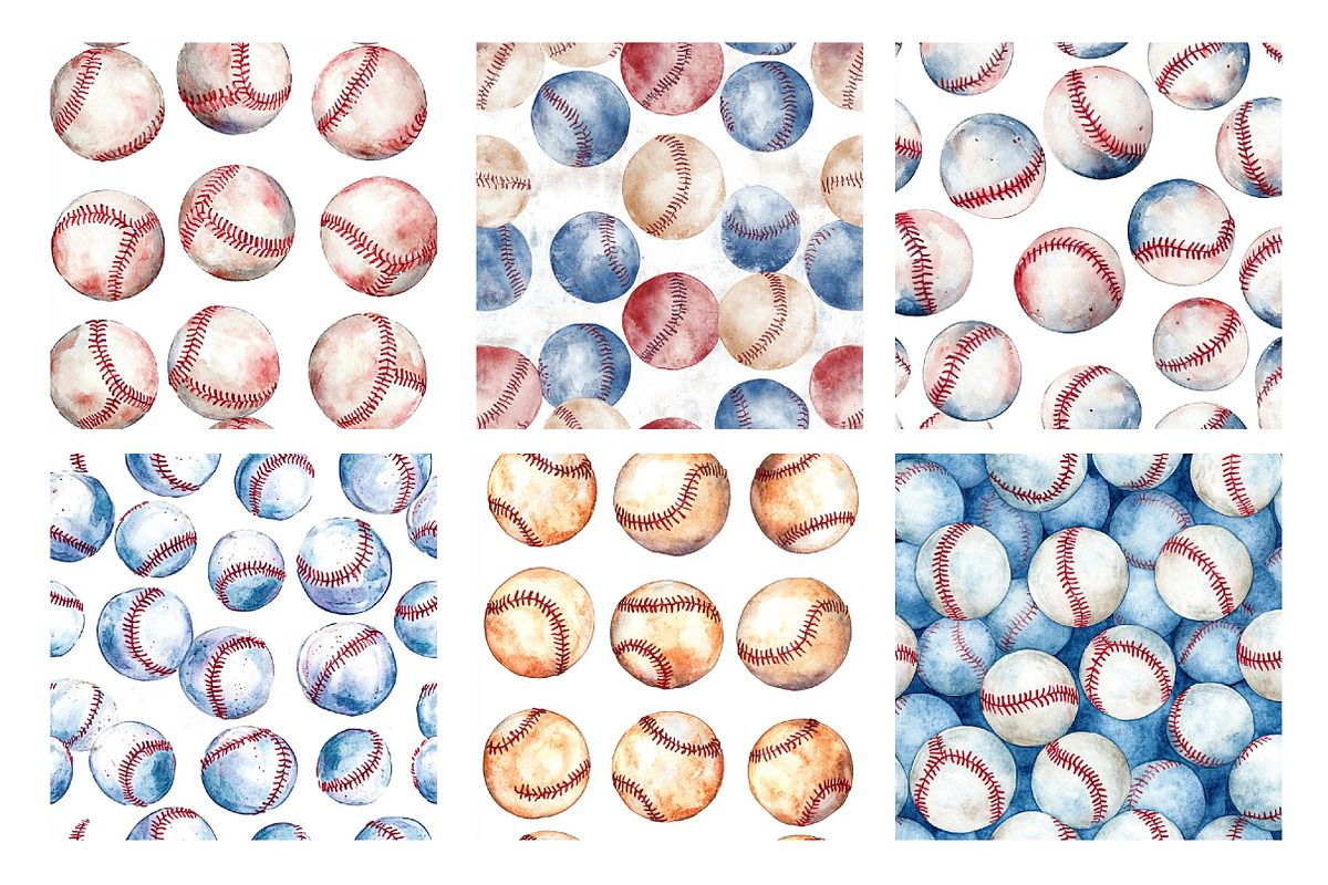 Baseball Seamless Pattern, an Illustration by SinaCreation (Photo 3 of 5)