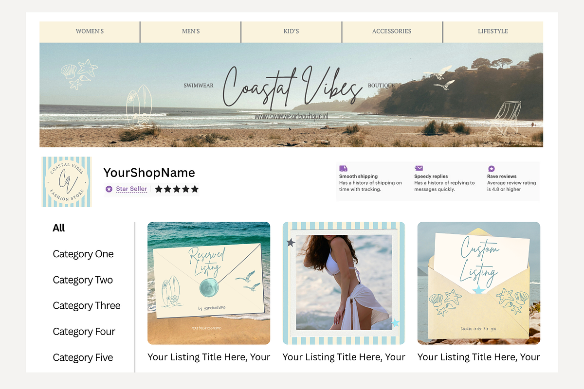 Coastal Etsy Shop Kit Template, a Branding & Logo Template by Anna Design Studio (Photo 7 of 8)