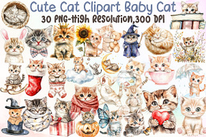 Cute Cat Clipart Baby Cat Png, an Illustration by Sublimation Artist