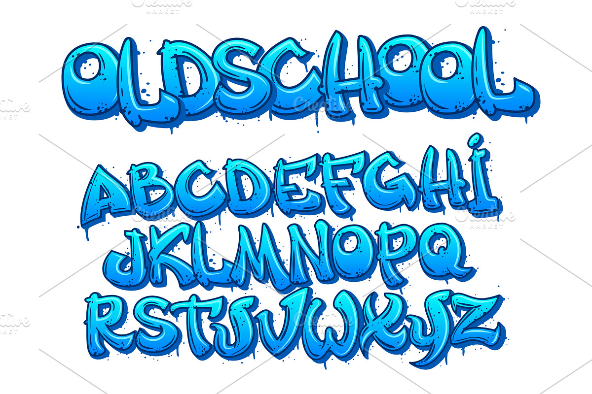 Old school graffiti alphabet, a Decorative Illustration by winwin.art