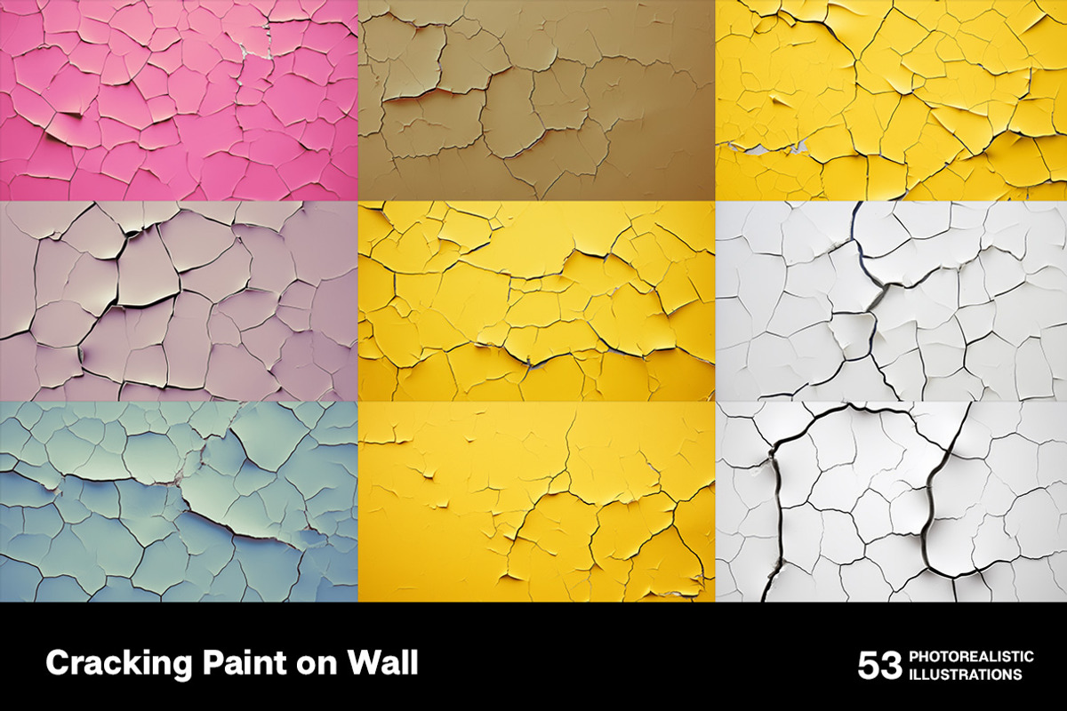 Cracking paint on wall. 53 images, a Texture Graphic by Handmadefont (Photo 11 of 12)