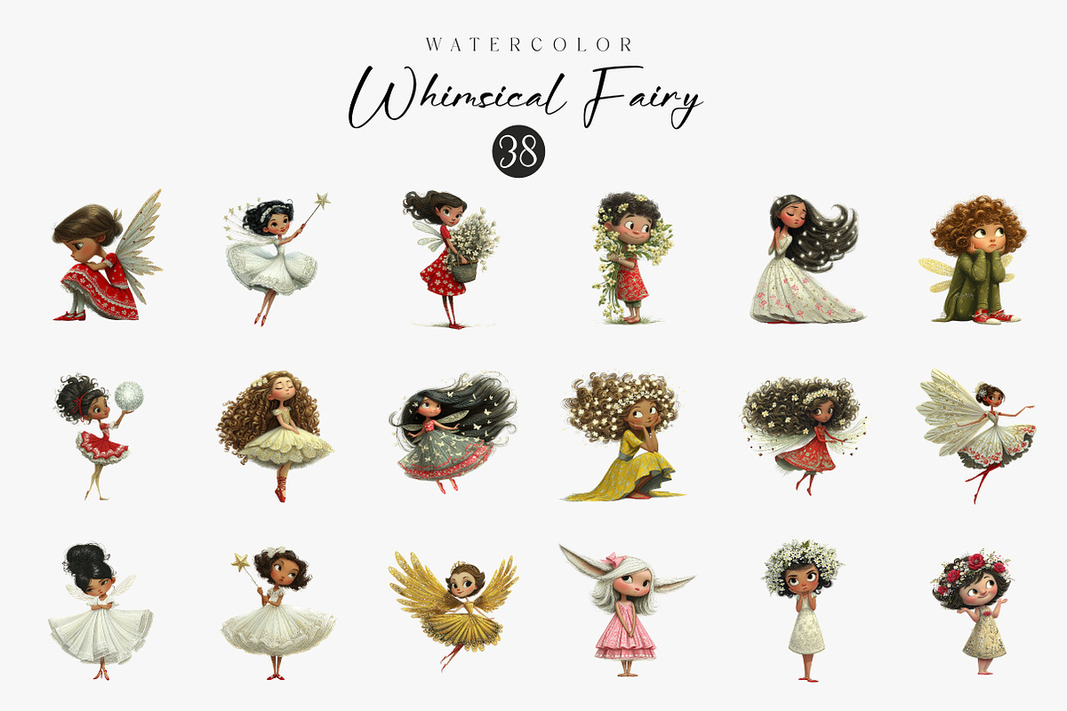 Whimsical Fairy Clipart, an Illustration by CreationArt (Photo 2 of 6)