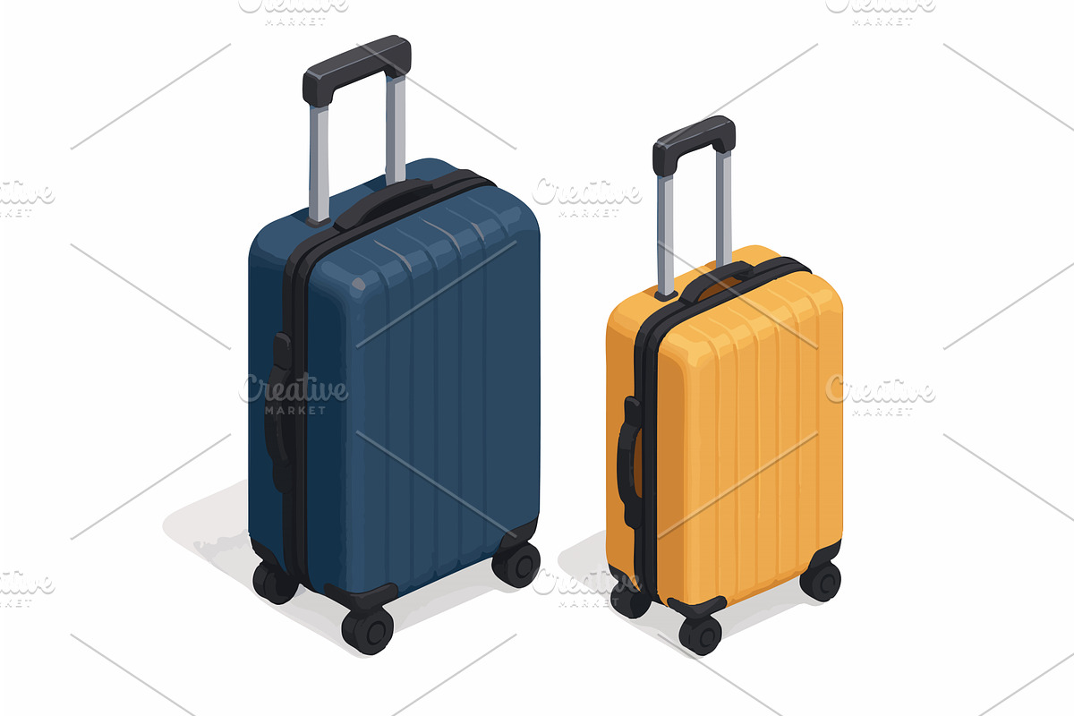 Rolling Travel Suitcases vector, an Object Illustration by AlexArt