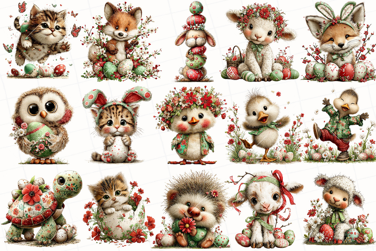 Whimsical Easter Animals Clipart, an Illustration by OK Design (Photo 3 of 6)