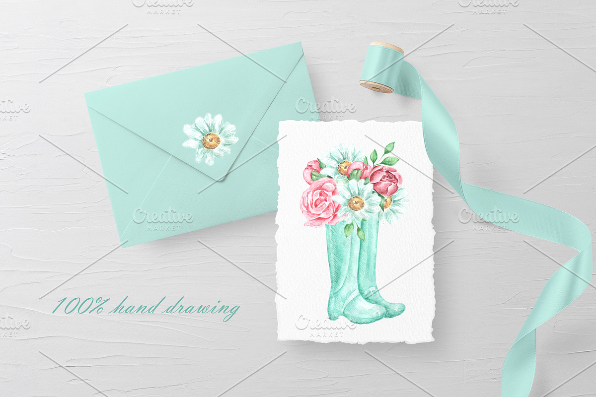 Summer time watercolor set. Country, an Illustration by SabinaWatercolorArt (Photo 9 of 11)