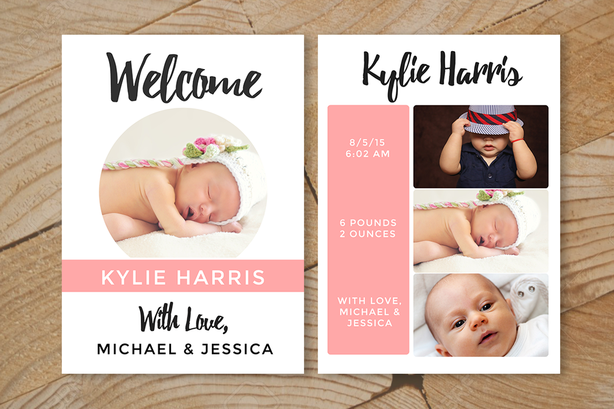 Baby Birth Announcement Card, a Flyer Template by ShalexDesigns