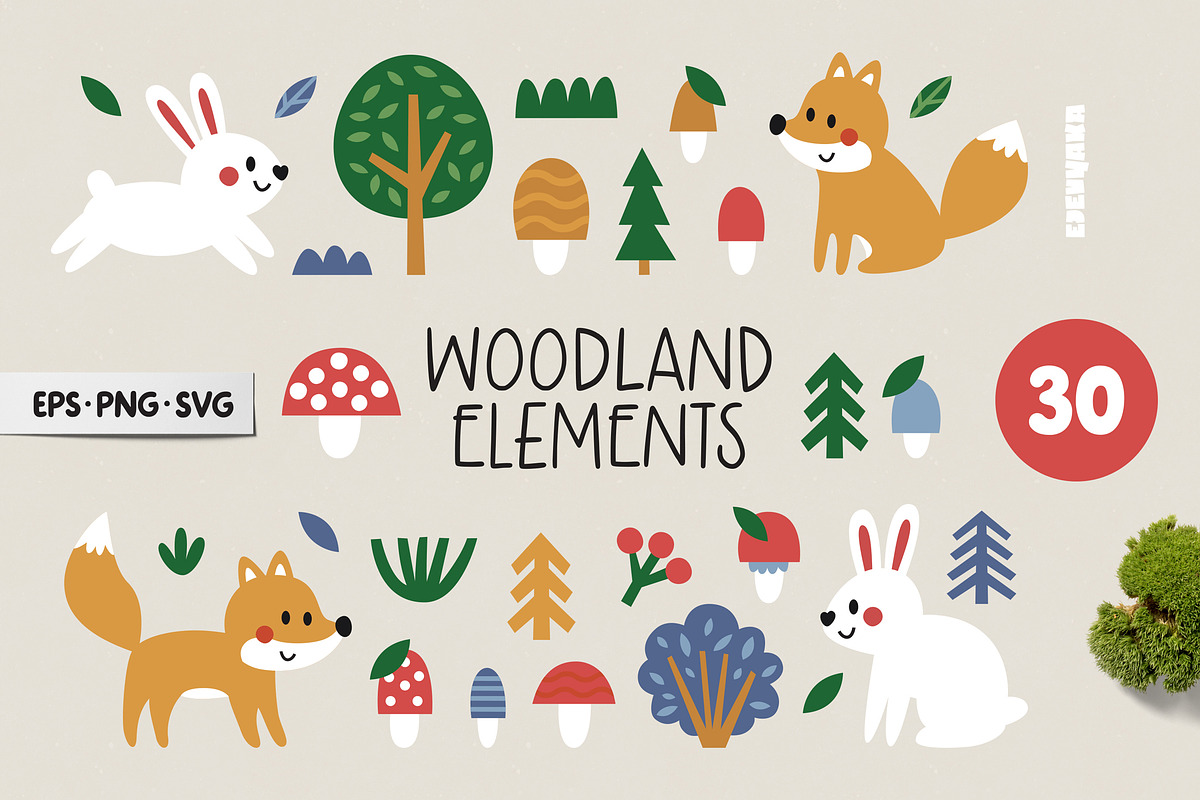 Woodland Animals Clipart & Patterns, an Animal Illustration by Ejevyaka (Photo 4 of 8)