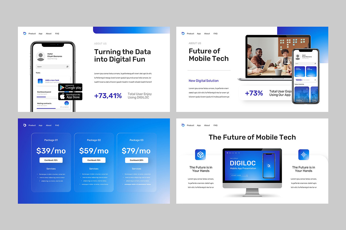 DIGILOC - Mobile App Powerpoint, a Presentation Template by rgbryand