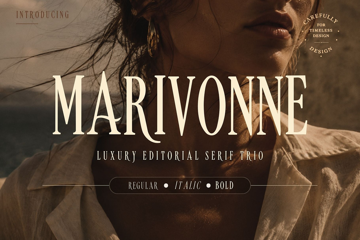 Marivonne Serif Trio, a Serif Font by Voleshads (Photo 1 of 15)