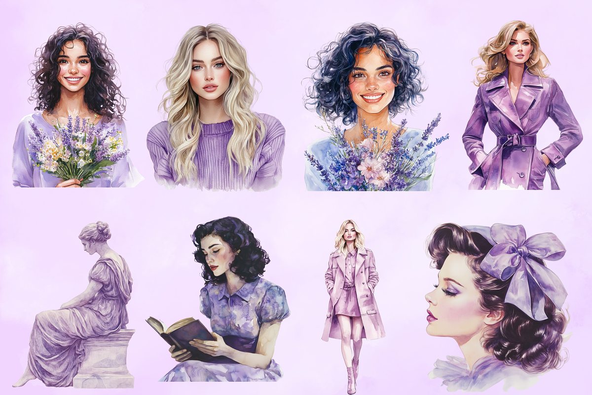 Soft Lavender Spring Clipart, an Illustration by NadiaTheronArt (Photo 3 of 5)
