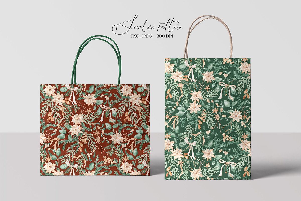Festive Christmas Botanical Pattern, a Pattern Graphic by SirenaArt (Photo 10 of 15)