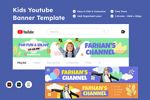 Fun Kids YouTube Banner Design, a Social Media Template by twinstd